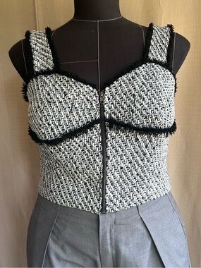 Chocolate Black and White Tweed Bustier